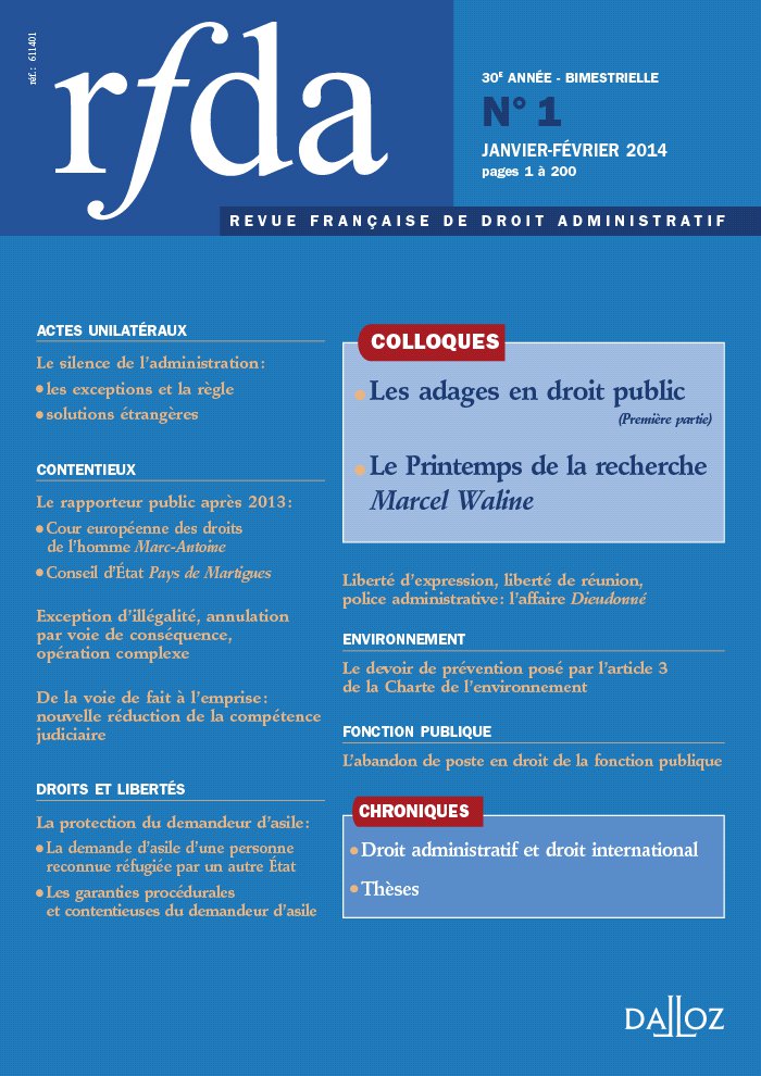 couverture RFDA 2014 n°1 couverture RFDA 2014 n°1