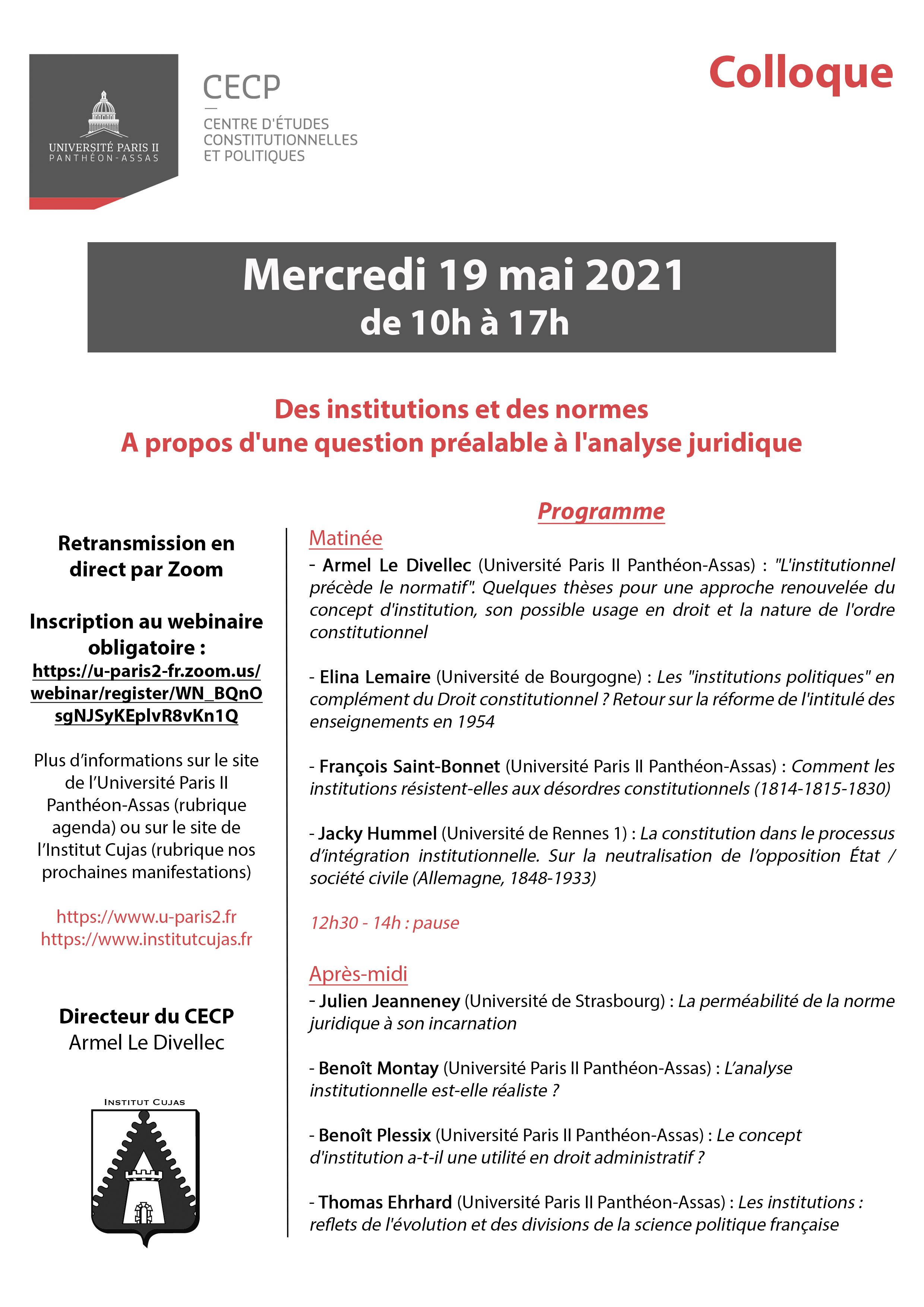 Programme Colloque CECP du 19 mai 2021