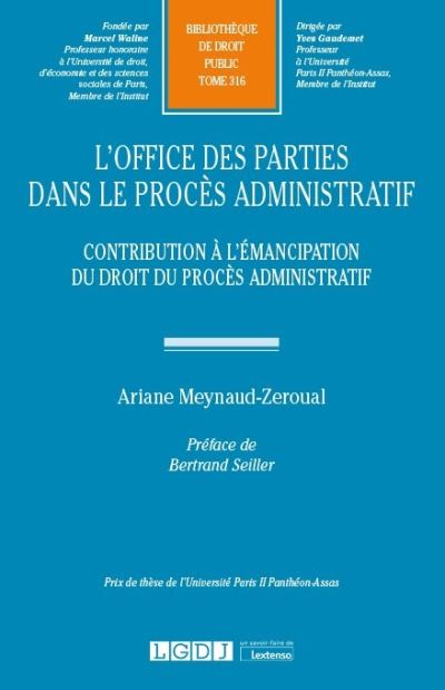 couverture L'office des parties dans le procès administratif
