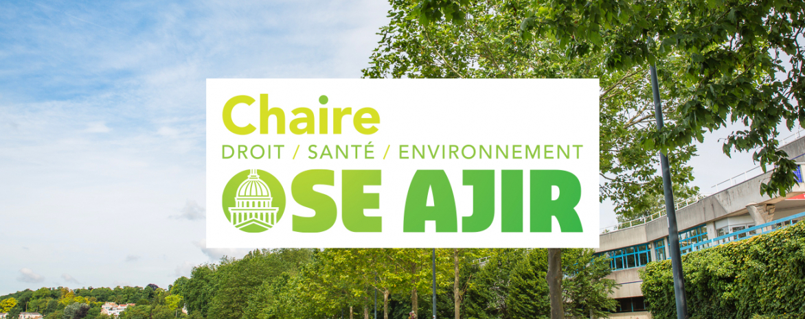 Vue du Centre Melun avec des arbres au printemps et le logo OSE AJIR